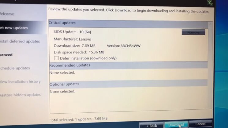 BIOS LENOVO update