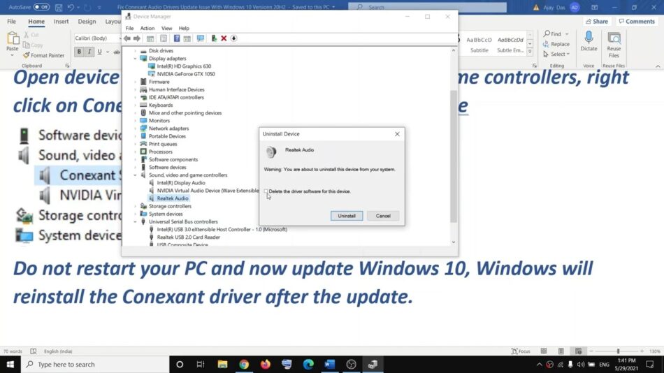 Fix Conexant Audio Driver Update Issue With Windows